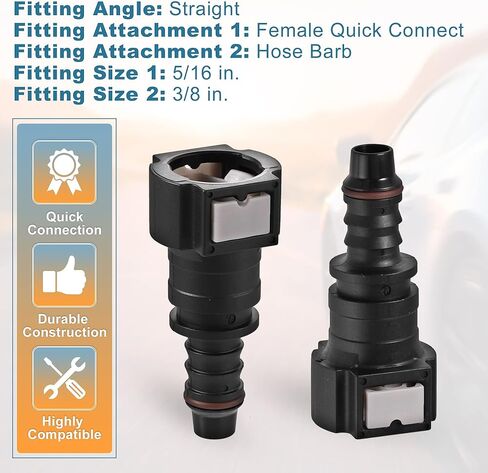 X AUTOHAUX 2 قطعة سيارة 3/8 خط الوقود موصل سريع خط الوقود خرطوم النايلون الأنابيب الإفراج السريع مستقيم أنثى توصيل موصل ل 3/8 إلى 5/16 ID أنابيب النايلون in Saudi Arabia