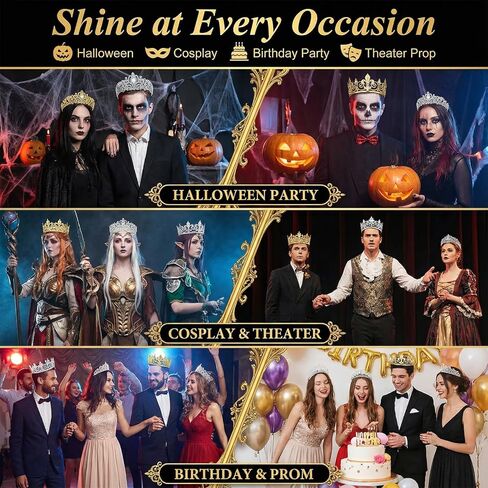 6 قطع من تاج الملك للحفلات الراقصة، تاج الملك والملكة وتاج للنساء والرجال، إكسسوارات شعر كريستالية، تاج الأميرات الكريستالي، عصابة رأس تاج لحفلات الزفاف وحفلات الزفاف وحفلات أعياد الميلاد in Kuwait