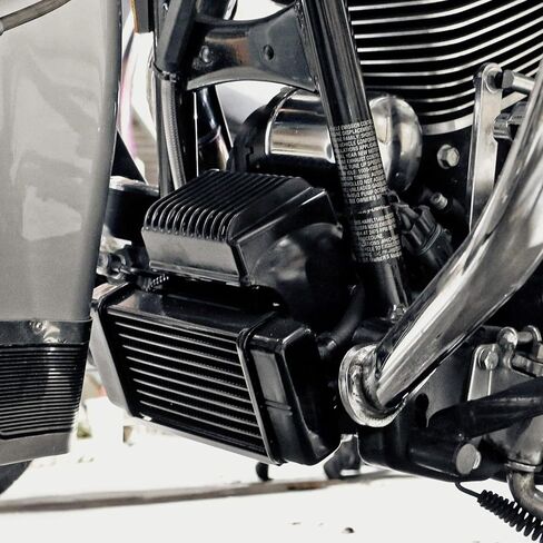 Jagg 751-FP2300، متوافق مع Harley-Davidson | نظام مبرد الزيت الأفقي المنخفض الأسود ذو 10 صفوف بمساعدة المروحة in Kuwait