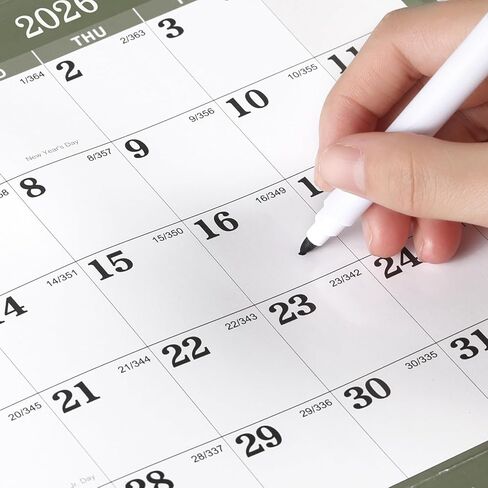 2026 Yearly Wall Calendar - 2026 Dry Erase Calendar for Wall, 34.6" x 22.9", Jan. 2026 - Dec. 2026, 2026 Wall Calendar for both Vertical/Horizontal use, Reversible in Saudi Arabia