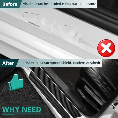 واقي عتبة باب السيارة متوافق مع Toyota Camry 2025-2019 LE XSE XLE SE Sedan Prime - ملصق حماية عتبة ألياف الكربون المضاد للخدش وواقي حافة دخول الجذع والباب (9 قطع) in Kuwait