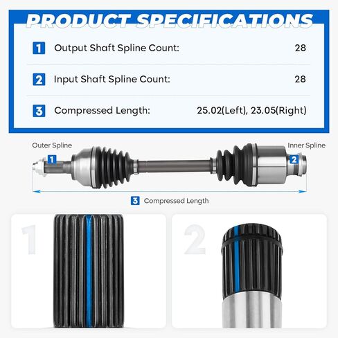 TadaMark 2PCs Front CV Axle Shaft Assembly Fit for Mazda 3 2005(From 01/06/2005) for 2005-2013(Manual Trans Only); for Mazda 5 2006-2010, 2012-2015(Manual Trans Only), Left and Right Side in Saudi Arabia