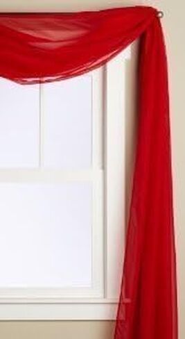 Empire Home Unlimited Solid Wide Window Sheer Scarf - 54" Wide X 216" Long (Crimson Red) in Saudi Arabia