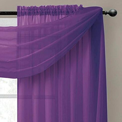 Empire Home Unlimited Solid Wide Window Sheer Scarf - 54" Wide X 216" Long (Crimson Red) in Saudi Arabia