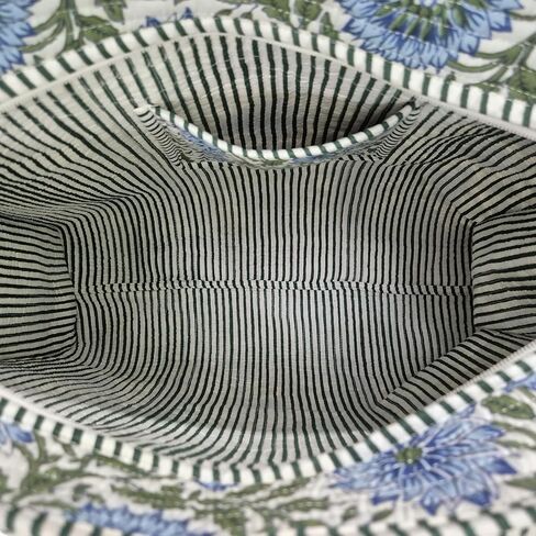 حقيبة كبيرة مبطنة من القطن للنساء - حقيبة يد واسعة مقاس 45.72 سم × 40.64 سم بسحاب، مثالية للتسوق أثناء السفر على الشاطئ in Kuwait