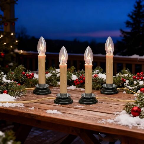 مصباح شمعة نافذة كهربائي مقاس 5 بوصات مع قاعدة حديد البرقوق الأسود، مصباح شمعة ريفي كهربائي مع لمبة شفافة C26 بقدرة 7 وات، وصلة شمعة كهربائية جاهزة للتشغيل/الإيقاف، عاجي/كريمي - مجموعة من 4 قطع، سلك بيج in Kuwait