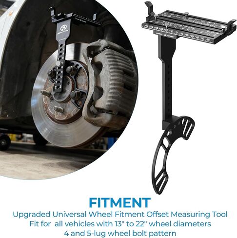 Alpha Rider Upgraded Universal Wheel Fitment Tool for 4 and 5 Lug Wheel Bolt Pattern - Wheel Offset Measuring Gauge Hub Tool Supports 13 to 22 Inch Wheel Diameters (Aluminum Alloy) in Saudi Arabia