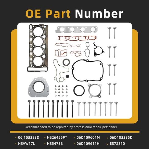 Intake Exhaust Valves Head Gasket Set w/Bolts, for VW Beetle CC Eos GTI Je-TTA Passat Ti-guan 2008-2015, 2.0L, for Audi A3 A4 A5 A6 Allroad Q3 Q5 TT 2008-2016,OE# HSVW17L in Saudi Arabia