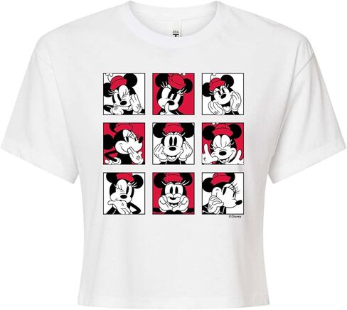 Disney Mickey & Friends - Minnie Grid - Juniors Cropped Cotton Blend T-Shirt in Saudi Arabia