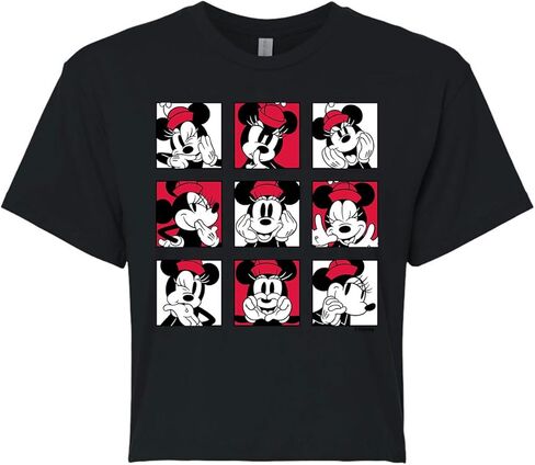 Disney Mickey & Friends - Minnie Grid - Juniors Cropped Cotton Blend T-Shirt in Saudi Arabia