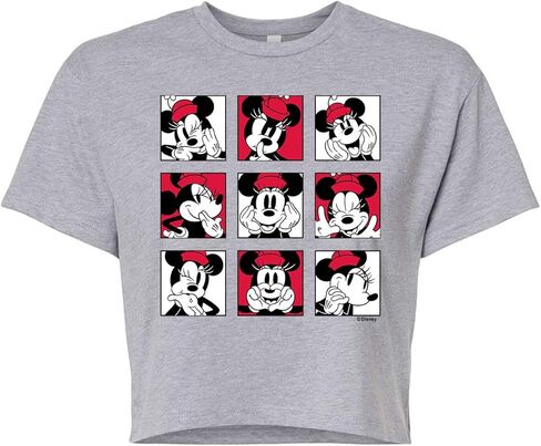Disney Mickey & Friends - Minnie Grid - Juniors Cropped Cotton Blend T-Shirt in Saudi Arabia