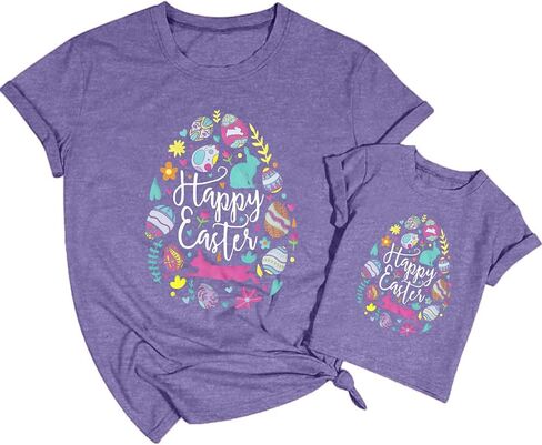 Mommy and Me Easter Outfits Happy Easter Egg Graphic Shirt Cute Easter Bunny Tees Easter Day Mama Kids Family Matching Shirt in Saudi Arabia