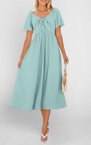 Women's Solid Color Backless Soft Dress Cute Breathable Sundress Hollow Out Skin Friendly Midi Dress in Saudi Arabia