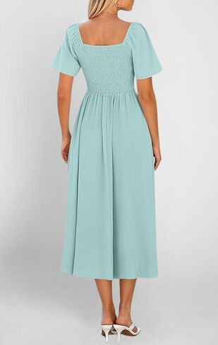 Women's Solid Color Backless Soft Dress Cute Breathable Sundress Hollow Out Skin Friendly Midi Dress in Saudi Arabia