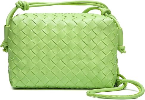 حقائب كروس منسوجة للنساء مصنوعة يدويًا محفظة كتف حقيبة يد صغيرة من جلد البولي يوريثان in Kuwait