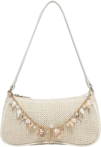 SHENHE Women's Seashell Beaded Woven Purse Shoulder Bag Vacation Beach Wedding Small Handbag in Saudi Arabia