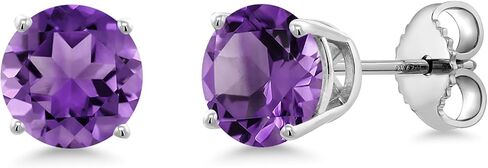 Gem Stone King 925 Sterling Silver Gemstone Birthstone Stud Earrings for Women Men | Round 6MM | Fine Jewelry Gifts for Her Him Mom Dad Wife in Saudi Arabia