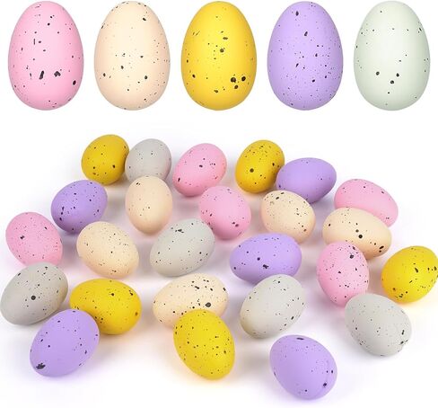 بيض عيد الفصح المرقط 2.4 بوصة في بيض بلاستيكي مرقط، بيض باستيل مرقط متنوع في صندوق هدايا، مجموعة من 30 قطعة in Kuwait
