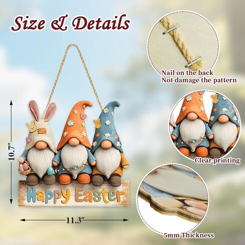 ديكورات باب عيد الفصح الخشبية - لافتة باب عيد الفصح السعيد - لوحة لجدار المنزل ونافذة إكليل المزرعة وديكورات الربيع الداخلية والخارجية in Kuwait