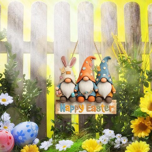 ديكورات باب عيد الفصح الخشبية - لافتة باب عيد الفصح السعيد - لوحة لجدار المنزل ونافذة إكليل المزرعة وديكورات الربيع الداخلية والخارجية in Kuwait