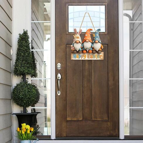 ديكورات باب عيد الفصح الخشبية - لافتة باب عيد الفصح السعيد - لوحة لجدار المنزل ونافذة إكليل المزرعة وديكورات الربيع الداخلية والخارجية in Kuwait