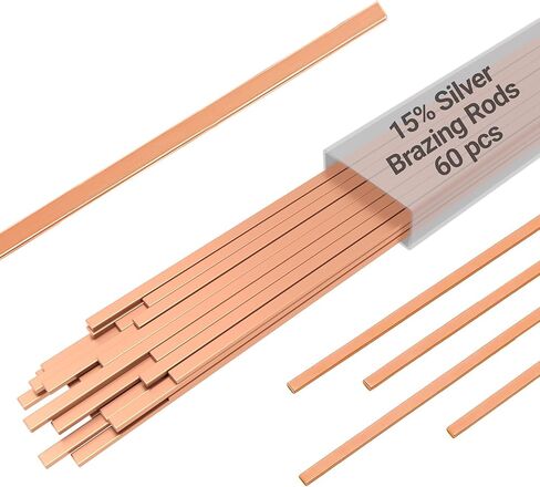 15% Silver Brazing Rods AWS BCuP-5 20 Sticks Silver Solder Phos Copper Brazing Alloys Flat Welding Rods 0.050"x1/8"x10" for Air Conditioning, Refrigerator, Cold Storage, and HVAC Units in Saudi Arabia