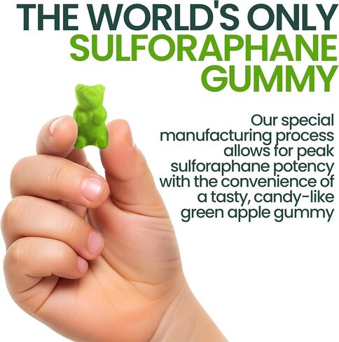 NeuroBrocc Sulforaphane Supplement Gummies - Potent Broccoli Sprout Extract Supplement - 60 Vegan Friendly Green Apple Flavor Gummies in Kuwait