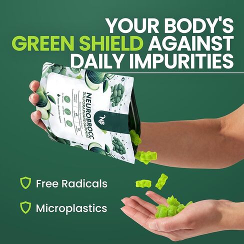 NeuroBrocc Sulforaphane Supplement Gummies - Potent Broccoli Sprout Extract Supplement - 60 Vegan Friendly Green Apple Flavor Gummies in Kuwait