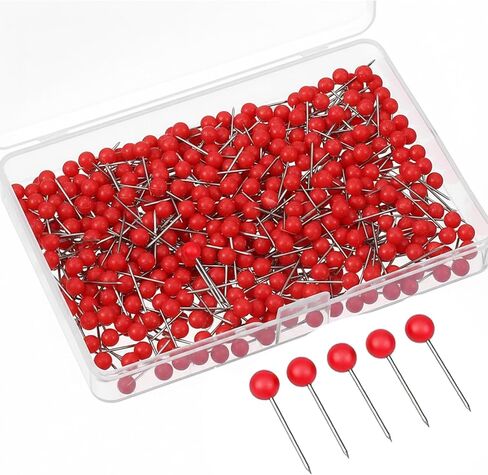 300 Pcs Red Push Pins, Decorative Map Push Pins for Cork Board, Round Head Red Thumb Tacks with Storage Box, Pushpins Tacks for Bulletin Board, Photo Wall, DIY Crafts, Office Supplies in Saudi Arabia