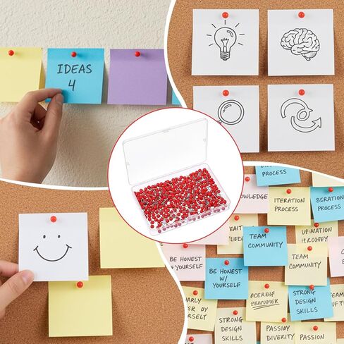 300 Pcs Red Push Pins, Decorative Map Push Pins for Cork Board, Round Head Red Thumb Tacks with Storage Box, Pushpins Tacks for Bulletin Board, Photo Wall, DIY Crafts, Office Supplies in Saudi Arabia