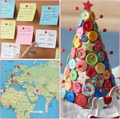 300 Pcs Red Push Pins, Decorative Map Push Pins for Cork Board, Round Head Red Thumb Tacks with Storage Box, Pushpins Tacks for Bulletin Board, Photo Wall, DIY Crafts, Office Supplies in Saudi Arabia