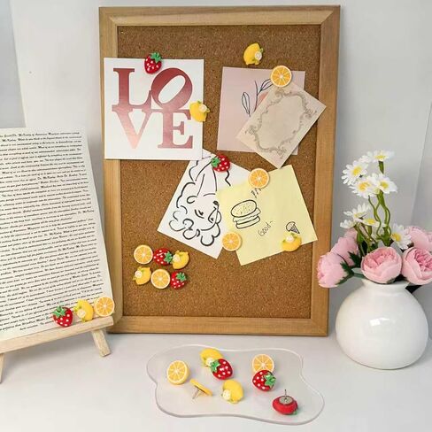 الفاكهة تحت عنوان الإبداعي، 30 دبابيس دفع لطيف للبرتقال والليمون والفراولة دبابيس دفع الزخرفية للوحات الإعلانات جدران الصور لوحات الفلين وأجهزة الكمبيوتر المحمولة in Kuwait