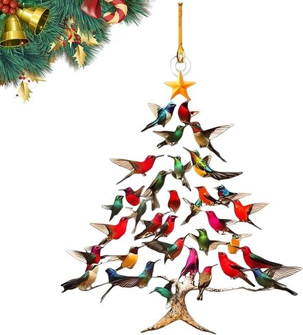 Hummingbird Christmas 2D Acrylic Ornament, 2025 New Stacked Hummingbird Ornament for Christmas, Upgrade Winter Colorful Stack Hummingbirds Home Decor Ornaments in Saudi Arabia