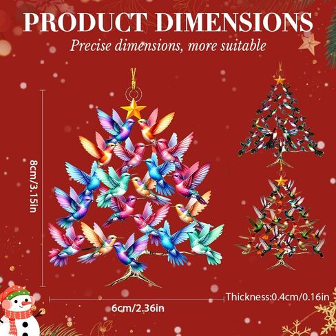 Hummingbird Christmas 2D Acrylic Ornament, 2025 New Stacked Hummingbird Ornament for Christmas, Upgrade Winter Colorful Stack Hummingbirds Home Decor Ornaments in Saudi Arabia