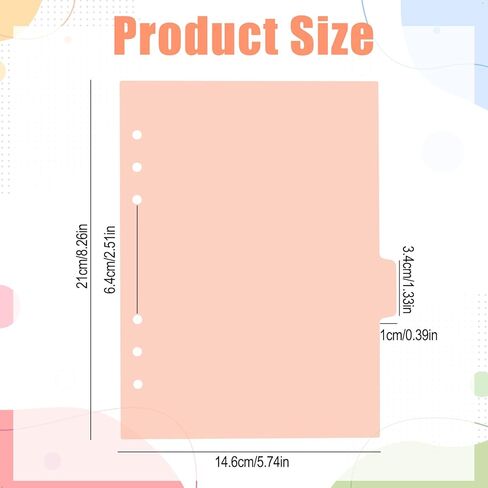 12 Pcs A5 Binder Dividers, 6 Holes Clear A5 Binder Inserts Index with Tabs Insertable Plastic Index Divider Sheets 6 Rings Planner Dividers Page for Notebook Journal Diary Memo Notepad (Pink, White) in Saudi Arabia