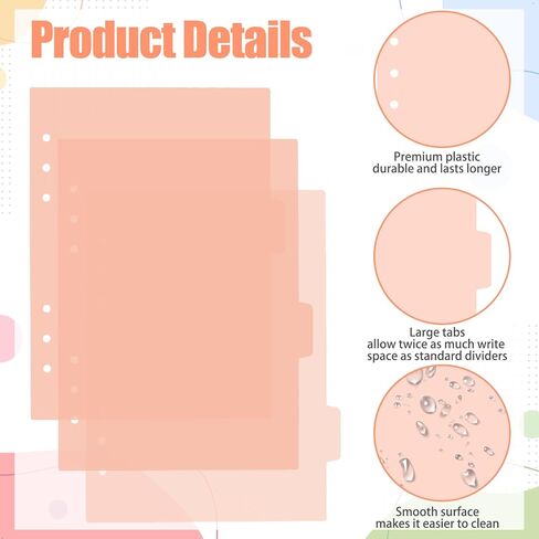 12 Pcs A5 Binder Dividers, 6 Holes Clear A5 Binder Inserts Index with Tabs Insertable Plastic Index Divider Sheets 6 Rings Planner Dividers Page for Notebook Journal Diary Memo Notepad (Pink, White) in Saudi Arabia