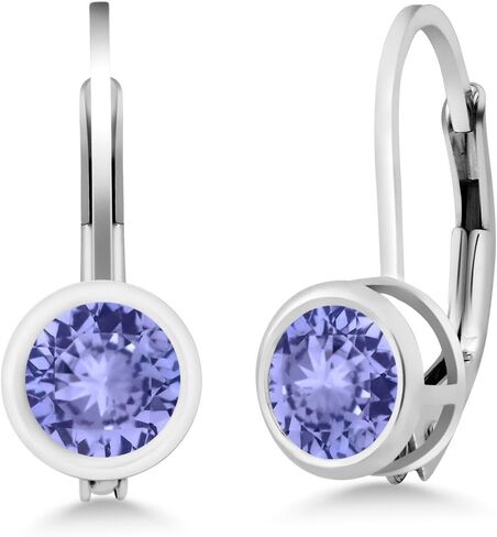 Gem Stone King 0.60 Cttw Round Blue Tanzanite Earrings for Women | 925 Sterling Silver | Gemstone Birthstone | Round 4MM in Saudi Arabia