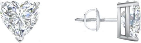 2 Ct Heart Shape Created Diamond Real 14K White Gold Earrings Studs Screw Back in Saudi Arabia