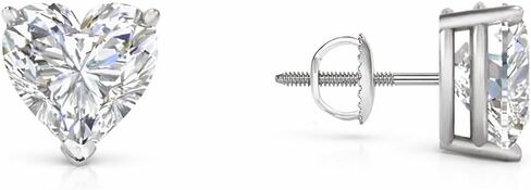 2 Ct Heart Shape Created Diamond Real 14K White Gold Earrings Studs Screw Back in Saudi Arabia