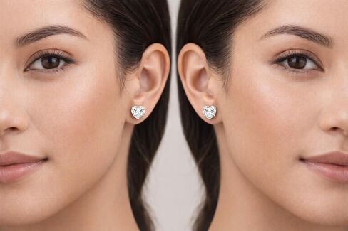 2 Ct Heart Shape Created Diamond Real 14K White Gold Earrings Studs Screw Back in Saudi Arabia
