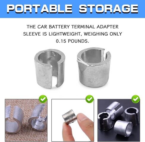 2 Pair Car Battery Terminal Shim, Lead Alloy Battery Terminal Adapter for Positive & Negative Post Shim Lead, Universal Battery Terminal Connectors Anode Cathode Sleeves, Car Accessories in Kuwait