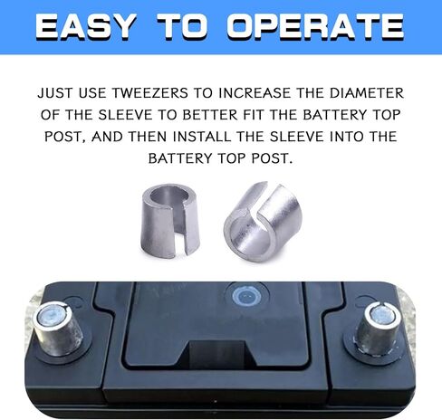 2 Pair Car Battery Terminal Shim, Lead Alloy Battery Terminal Adapter for Positive & Negative Post Shim Lead, Universal Battery Terminal Connectors Anode Cathode Sleeves, Car Accessories in Kuwait