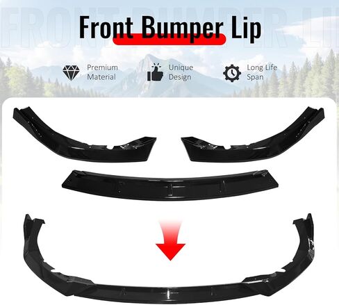IKON MOTORSPORTS Front Bumper Lip, Compatible with 2025-2026 Toyota Camry SE XSE Nightshade, IKON V2 Style Gloss Black ABS Plastic Air Dam Chin Spoiler Protector Splitter 3PCS in Saudi Arabia