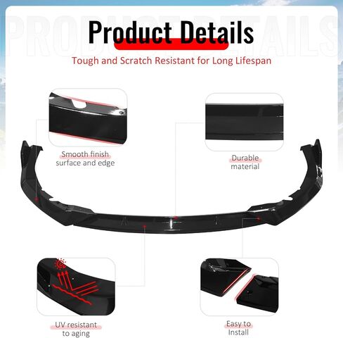 IKON MOTORSPORTS Front Bumper Lip, Compatible with 2025-2026 Toyota Camry SE XSE Nightshade, IKON V2 Style Gloss Black ABS Plastic Air Dam Chin Spoiler Protector Splitter 3PCS in Saudi Arabia