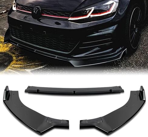 الشفة الأمامية مناسبة للتوافق مع موديلات 2014-2020 Volkswagen Golf GTI/R/R-Line فقط، طقم الجسم الأمامي ذو الشفة الممتصة للصدمات الأمامية الفاصل مطلي باللون الأسود اللامع ABS in Saudi Arabia