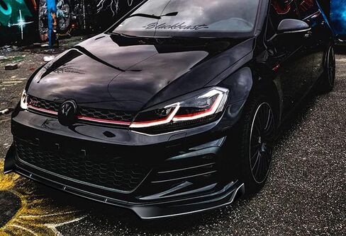 الشفة الأمامية مناسبة للتوافق مع موديلات 2014-2020 Volkswagen Golf GTI/R/R-Line فقط، طقم الجسم الأمامي ذو الشفة الممتصة للصدمات الأمامية الفاصل مطلي باللون الأسود اللامع ABS in Saudi Arabia