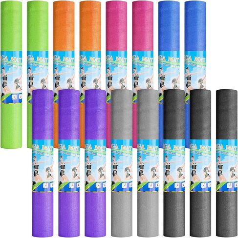 24 Pcs 3 mm Thick Yoga Mat Bulk, 68.11 x 24.02 Inches Exercise Workout Mat Non Slip Fitness Yoga Pad for Women Kids Gym Home Yoga Pilates, Reliable Sturdy Material and Easy to Clean (Multicolor) in Saudi Arabia