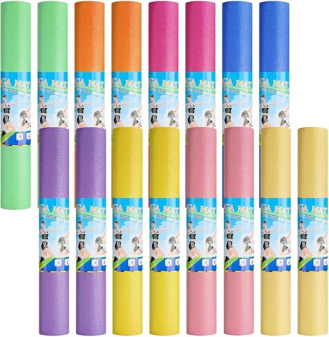 24 Pcs 3 mm Thick Yoga Mat Bulk, 68.11 x 24.02 Inches Exercise Workout Mat Non Slip Fitness Yoga Pad for Women Kids Gym Home Yoga Pilates, Reliable Sturdy Material and Easy to Clean (Multicolor) in Saudi Arabia