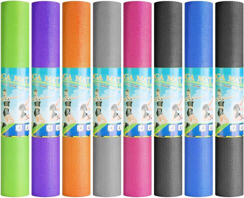 24 Pcs 3 mm Thick Yoga Mat Bulk, 68.11 x 24.02 Inches Exercise Workout Mat Non Slip Fitness Yoga Pad for Women Kids Gym Home Yoga Pilates, Reliable Sturdy Material and Easy to Clean (Multicolor) in Saudi Arabia