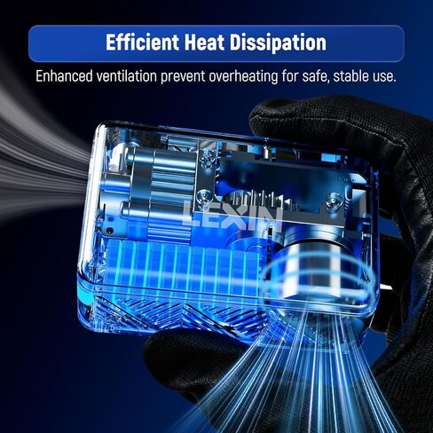 LEXIN P2 Mini Electric Bike Pump with Gauge, 130PSI Portable Bicycle Pump with Presta & Schrader Valve, 800mAh Air Pump for Bike Tires, Auto Shut-Off, Fast Inflation for Road Bike, MTB, E-Bikes in Kuwait